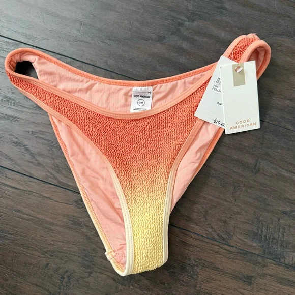 NEW Good American Always Fits Classic Bikini Bottom in Peach Ombre Size S/M - Picture 2 of 5